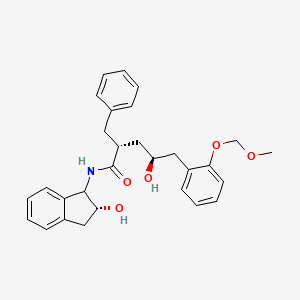 molecular formula C29H33NO5 B12773344 Benzenepentanamide, N-((1S,2R)-2,3-dihydro-2-hydroxy-1H-inden-1-yl)-gamma-hydroxy-2-(methoxymethoxy)-alpha-(phenylmethyl)-, (aR,gS)- CAS No. 181869-05-6