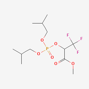molecular formula C12H22F3O6P B12773361 Propanoic acid, 2-((bis(2-methylpropoxy)phosphinyl)oxy)-3,3,3-trifluoro-, methyl ester CAS No. 108682-57-1