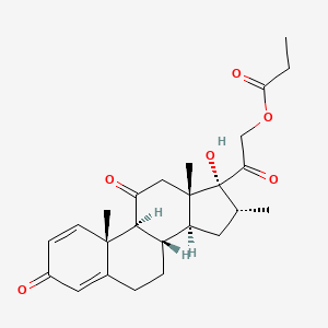 molecular formula C25H32O6 B12773387 17,21-Dihydroxy-16alpha-methylpregna-1,4-diene-3,11,20-trione 21-propionate CAS No. 98422-34-5