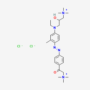 molecular formula C26H41Cl2N5O2 B12773408 Benzeneethanaminium, 4-((4-(ethyl(2-hydroxy-3-(trimethylammonio)propyl)amino)-2-methylphenyl)azo)-N,N,N-trimethyl-beta-oxo-, dichloride CAS No. 80010-52-2