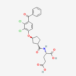 molecular formula C24H23Cl2NO7 B12773417 L-Glutamic acid, N-((3-(4-benzoyl-2,3-dichlorophenoxy)cyclopentyl)carbonyl)-, (1S-trans)- CAS No. 114668-76-7