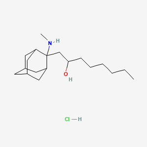 molecular formula C19H36ClNO B12773480 alpha-Hexyl-2-(methylamino)tricyclo(3.3.1.1(sup 3,7))decane-2-ethanol hydrochloride CAS No. 108736-84-1
