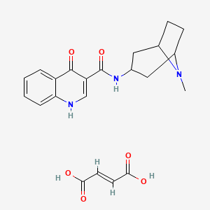 molecular formula C22H25N3O6 B12773688 endo-N-(8-Methyl-8-azabicyclo(3.2.1)oct-3-yl)-4-hydroxy-3-quinolinecarboxamide fumarate H2O CAS No. 145970-15-6