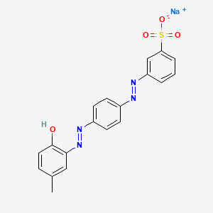 molecular formula C19H15N4NaO4S B12773689 Benzenesulfonic acid, 3-((4-((2-hydroxy-5-methylphenyl)azo)phenyl)azo)-, monosodium salt CAS No. 37820-01-2