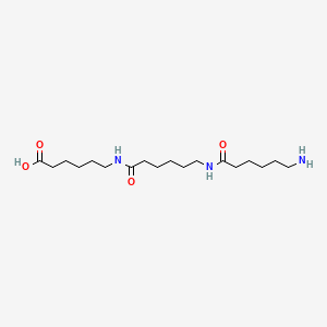 molecular formula C18H35N3O4 B1277369 Hexanoic acid, 6-[[6-[(6-amino-1-oxohexyl)amino]-1-oxohexyl]amino]- CAS No. 5776-78-3