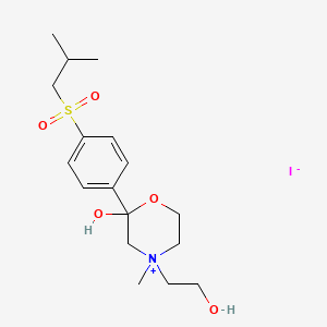 molecular formula C17H28INO5S B12773701 2-Hydroxy-4-(2-hydroxyethyl)-2-(p-(isobutylsulfonyl)phenyl)-4-methylmorpholinium iodide CAS No. 104058-11-9