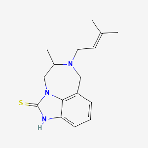 molecular formula C16H21N3S B12773711 Imidazo(4,5,1-jk)(1,4)benzodiazepine-2(1H)-thione, 4,5,6,7-tetrahydro-5-methyl-6-(3-methyl-2-butenyl)- CAS No. 136779-93-6