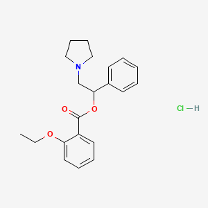 molecular formula C21H26ClNO3 B12773872 Benzoic acid, o-ethoxy-, alpha-(1-pyrrolidinylmethyl)benzyl ester, hydrochloride CAS No. 112819-13-3