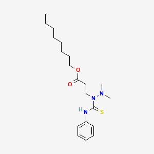 molecular formula C20H33N3O2S B12773886 Propanoic acid, 3-(2,2-dimethyl-1-((phenylamino)thioxomethyl)hydrazino)-, octyl ester CAS No. 96804-18-1