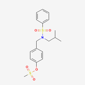 molecular formula C18H23NO5S2 B12773924 Mesyloxybenzyl isobutylbenzenesulfonamide CAS No. 853758-16-4