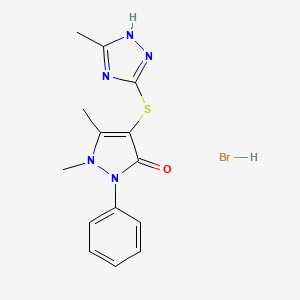 molecular formula C14H16BrN5OS B12773965 3H-Pyrazol-3-one, 1,2-dihydro-1,5-dimethyl-4-((5-methyl-1H-1,2,4-triazol-3-yl)thio)-2-phenyl-, monohydrobromide CAS No. 87236-33-7