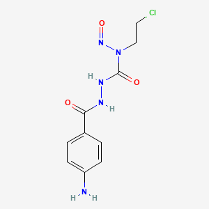 molecular formula C10H12ClN5O3 B12773979 Benzoic acid, 4-amino-, 2-(((2-chloroethyl)nitrosoamino)carbonyl)hydrazide CAS No. 147217-64-9