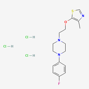 molecular formula C16H23Cl3FN3OS B12774028 Piperazine, 1-(4-fluorophenyl)-4-(2-((4-methyl-5-thiazolyl)oxy)ethyl)-, trihydrochloride CAS No. 136996-67-3