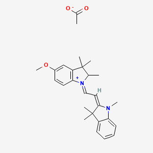 molecular formula C27H34N2O3 B12774045 2-(2-(2,3-Dihydro-5-methoxy-2,3,3-trimethyl-1H-indol-1-yl)vinyl)-1,3,3-trimethyl-3H-indolium acetate CAS No. 83949-82-0