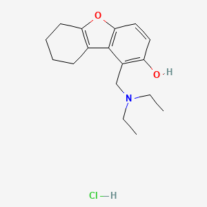 molecular formula C17H24ClNO2 B12774070 2-Dibenzofuranol, 6,7,8,9-tetrahydro-1-((diethylamino)methyl)-, hydrochloride CAS No. 118638-14-5