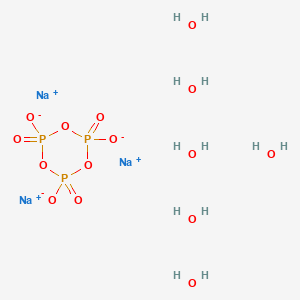 molecular formula H12Na3O15P3 B12774078 Sodium trimetaphosphate hexahydrate CAS No. 29856-33-5
