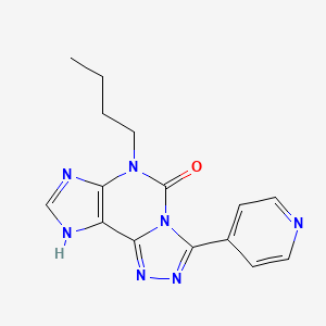molecular formula C15H15N7O B12774101 6-Butyl-3-(4-pyridinyl)-6,7-dihydro-5H-1,2,4-triazolo(3,4-i)purin-5-one CAS No. 135446-08-1
