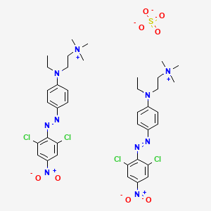 molecular formula C38H48Cl4N10O8S B12774108 2-[4-[(2,6-dichloro-4-nitrophenyl)diazenyl]-N-ethylanilino]ethyl-trimethylazanium;sulfate CAS No. 72828-76-3