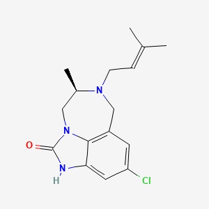 molecular formula C16H20ClN3O B12774126 R-(-)-4,5,6,7-Tetrahydro-9-chloro-5-methyl-6-(3-methyl-2-butenyl)-imidazo(4,5,1-jk)(1,4)-benzodiazepin-2(1H)-one CAS No. 136722-73-1