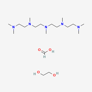 molecular formula C18H45N5O4 B12774140 N'-[2-[2-[2-(dimethylamino)ethyl-methylamino]ethyl-methylamino]ethyl]-N,N,N'-trimethylethane-1,2-diamine;ethane-1,2-diol;formic acid 