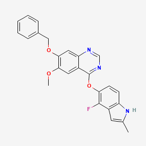 molecular formula C25H20FN3O3 B1277417 7-(苄氧基)-4-((4-氟-2-甲基-1H-吲哚-5-基)氧基)-6-甲氧基喹唑啉 CAS No. 574745-75-8