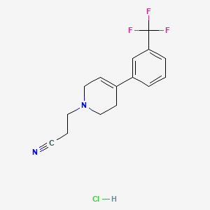 molecular formula C15H16ClF3N2 B12774186 1(2H)-Pyridinepropanenitrile, 3,6-dihydro-4-(3-(trifluoromethyl)phenyl)-, hydrochloride CAS No. 84226-24-4