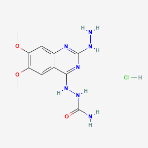 molecular formula C11H16ClN7O3 B12774246 Hydrazinecarboxamide, 2-(2-hydrazino-6,7-dimethoxy-4-quinazolinyl)-, monohydrochloride CAS No. 134749-27-2
