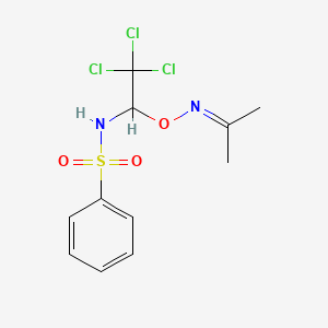 molecular formula C11H13Cl3N2O3S B12774265 N-(1-((Isopropylideneamino)oxy)-2,2,2-trichloroethyl)benzenesulfonamide CAS No. 85095-85-8