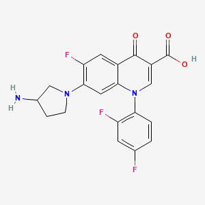 molecular formula C20H16F3N3O3 B12774266 (+-)-7-(3-Amino-1-pyrrolidinyl)-1-(2,4-difluorophenyl)-6-fluoro-4-quinolone-3-carboxylic acid CAS No. 102856-07-5