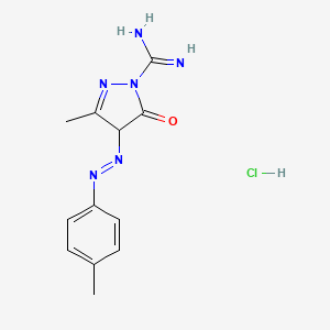 molecular formula C12H15ClN6O B12774273 3-Methyl-5-oxo-4-(p-tolylazo)-2-pyrazoline-1-carboxamidine hydrochloride CAS No. 94466-68-9