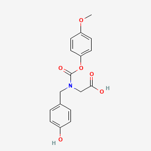 molecular formula C17H17NO6 B12774287 N-((4-Hydroxyphenyl)methyl)-N-((4-methoxyphenoxy)carbonyl)glycine CAS No. 875430-16-3