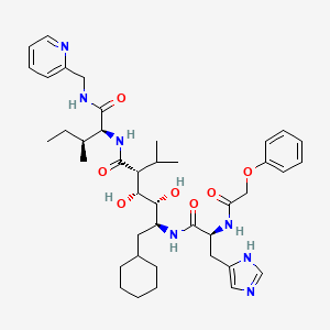 molecular formula C41H59N7O7 B12774292 Poa-His-Cha-psi(CH(OH)CH(OH))-Val-Ile-Amp CAS No. 134458-76-7