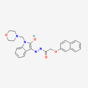 molecular formula C25H24N4O4 B12774301 Indolin-2,3-dione, 1-morpholinomethyl-, 3-(2-naphthyloxy)acetylhydrazone CAS No. 81215-51-2