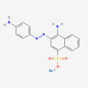 molecular formula C16H13N4NaO3S B12774333 4-Amino-3-((4-aminophenyl)azo)-1-naphthalenesulfonic acid, sodium salt CAS No. 72102-78-4