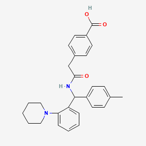 molecular formula C28H30N2O3 B12774339 4-((alpha-(4-Methylphenyl)-2-piperidinobenzyl)aminocarbonylmethyl)benzoic acid CAS No. 89573-00-2