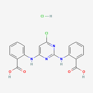 molecular formula C18H14Cl2N4O4 B12774361 Anthranilic acid, N,N'-(6-chloropyrimidin-2,4-ylene)di-, hydrochloride CAS No. 89450-94-2