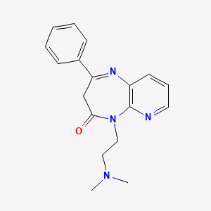 molecular formula C18H20N4O B12774449 4H-Pyrido(2,3-b)(1,4)diazepin-4-one, 3,5-dihydro-5-(2-(dimethylamino)ethyl)-2-phenyl- CAS No. 113524-27-9