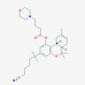 molecular formula C32H46N2O4 B12774474 [(6aR,10aR)-3-(6-cyano-2-methylhexan-2-yl)-6,6,9-trimethyl-6a,7,10,10a-tetrahydrobenzo[c]chromen-1-yl] 4-morpholin-4-ylbutanoate CAS No. 216988-52-2