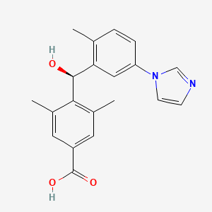 molecular formula C20H20N2O3 B12774510 Benzoic acid, 4-((S)-hydroxy(5-(1H-imidazol-1-yl)-2-methylphenyl)methyl)-3,5-dimethyl- CAS No. 122331-77-5