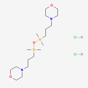 molecular formula C18H42Cl2N2O3Si2 B12774512 Morpholine, 4,4'-oxybis(dimethylsilylene)bis(trimethylene)di-, dihydrochloride CAS No. 84584-50-9