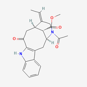 molecular formula C22H24N2O4 B12774552 Methyl 3-acetyl-5-ethylidene-2,3,4,5,6,7,8,9-octahydro-8-oxo-2,6-methano-1H-azecino(5,4-b)indole-14-carboxylate CAS No. 14487-66-2