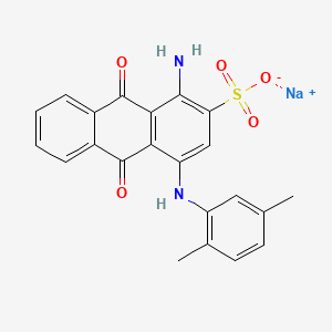 molecular formula C22H17N2NaO5S B12774568 2-Anthracenesulfonic acid, 1-amino-4-((2,5-dimethylphenyl)amino)-9,10-dihydro-9,10-dioxo-, monosodium salt CAS No. 71550-19-1