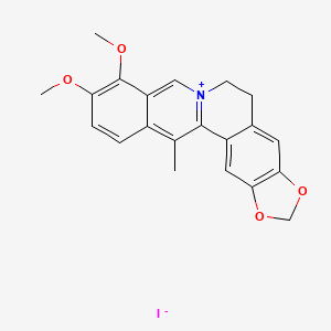 molecular formula C21H20INO4 B12774589 5,6-Dihydro-9,10-dimethoxy-13-methylbenzo(g)-1,3-benzodioxolo(5,6-a)quinolizinium iodide CAS No. 2220-12-4