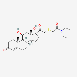 molecular formula C27H41NO5S B12774596 N,N-Diethyl-2-((11-beta,17-dihydroxy-3,20-dioxopregn-4-en-21-yl)thio)acetamide CAS No. 114967-91-8