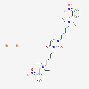 molecular formula C37H56Br2N6O6 B12774658 1,3(2H,4H)-Pyrimidinedipentanaminium, N,N,N',N'-tetraethyl-6-methyl-N,N'-bis((2-nitrophenyl)methyl)-2,4-dioxo-, dibromide CAS No. 220444-51-9
