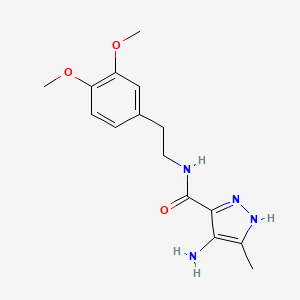 molecular formula C15H20N4O3 B12774710 Pyrazole-5-carboxamide, 4-amino-N-(3,4-dimethoxyphenethyl)-3-methyl- CAS No. 86927-72-2