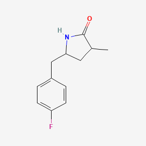 molecular formula C12H14FNO B12774728 5-((4-Fluorophenyl)methyl)-3-methyl-2-pyrrolidinone CAS No. 97561-76-7