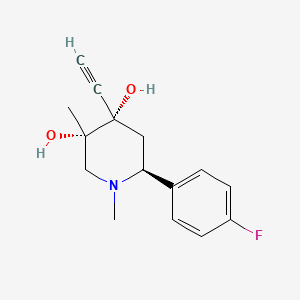 molecular formula C15H18FNO2 B12774732 3,4-Piperidinediol, 1,3-dimethyl-4-ethynyl-6-(4-fluorophenyl)-, (3-alpha,4-alpha,6-beta)- CAS No. 121368-78-3