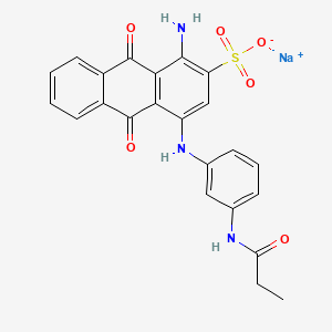 molecular formula C23H18N3NaO6S B12774874 Sodium 1-amino-9,10-dihydro-9,10-dioxo-4-((3-((1-oxopropyl)amino)phenyl)amino)anthracene-2-sulphonate CAS No. 89923-62-6