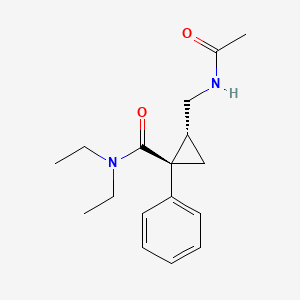 molecular formula C17H24N2O2 B12774956 Cyclopropanecarboxamide, 2-((acetylamino)methyl)-N,N-diethyl-1-phenyl-, cis- CAS No. 105310-24-5
